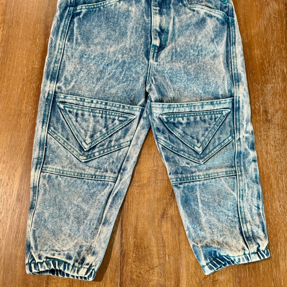 Vintage Hush Puppies 80s 90s acid wash denim jogger overalls size 3t - Picture 2 of 12